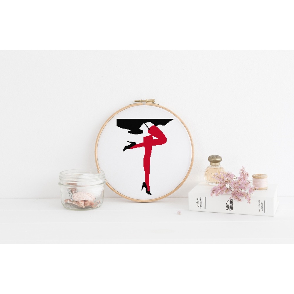 Women Red Stocking Legs High Heels Shoes - Cross Stitch‎ Pattern Kit - Picture 3 of 5